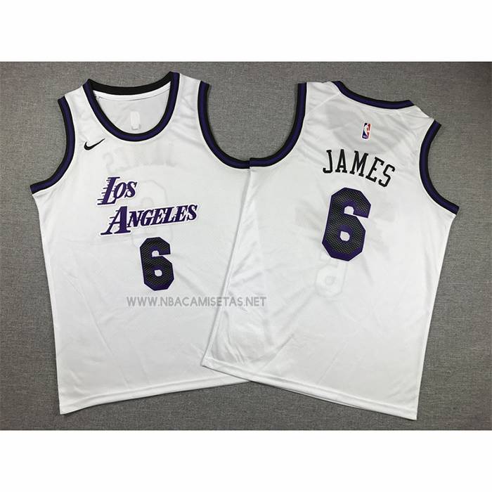 Camiseta Nino Los Angeles Lakers LeBron James NO 6 Ciudad 2022-23 Blanco